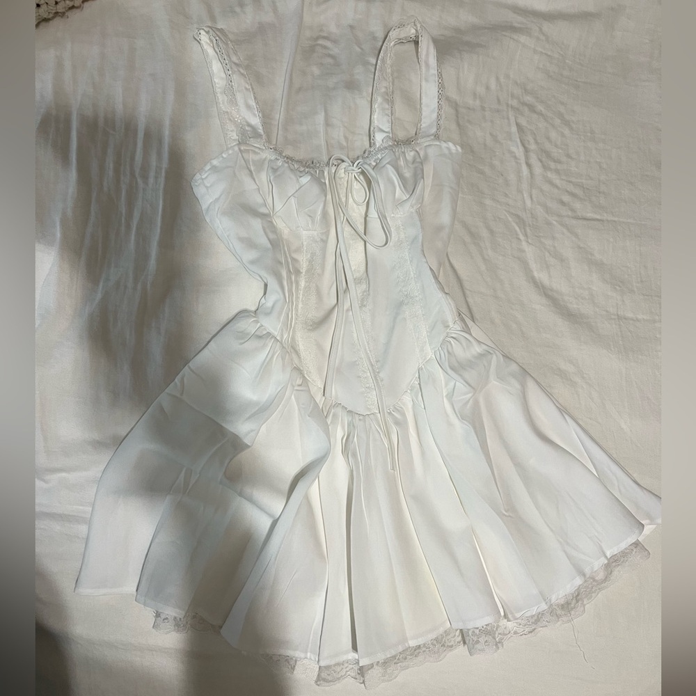 White Lace Trim Dress